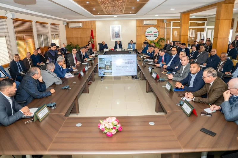 لقاء وزير الفلاحة والصيد البحري والتنمية القروية والمياه والغابات، أحمد البواري، بمقر الوزارة في الرباط، مع فلاحين